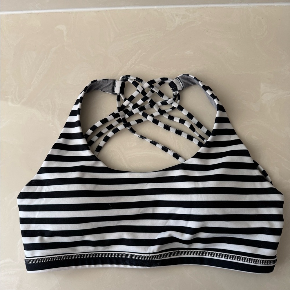 Born Primitive Black and White Striped Sports Bra